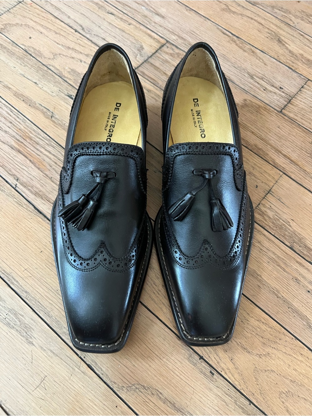 Black Leather Tassel Loafers for Men